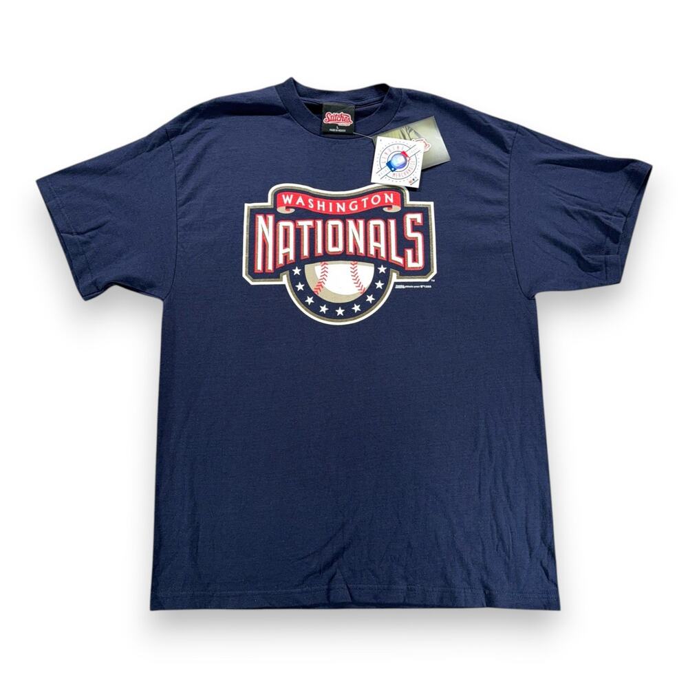 Vintage Washington Nationals Shirt Adult LARGE Blue MLB Baseball Deadstock Y2K
